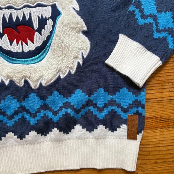 Tipsy Elves Rudolph Abominable Snowman blue white Christmas sweater SIZE L - Picture 4 of 6